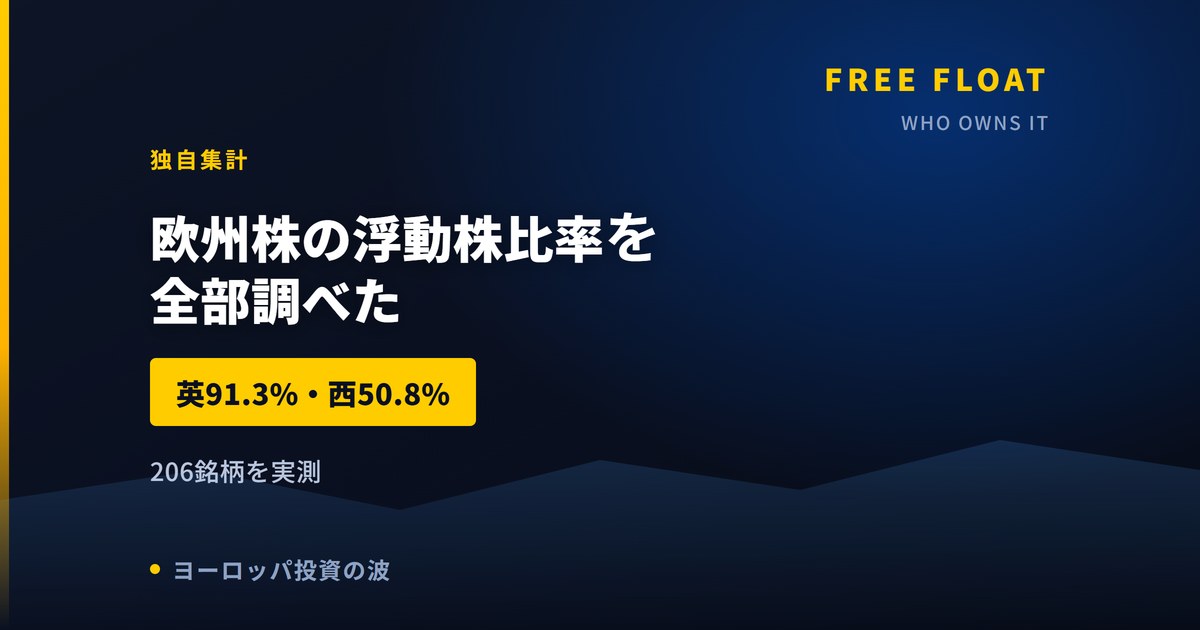 欧州株の浮動株比率を全部調べた｜イギリス91%・スペイン51%という差【2026年】