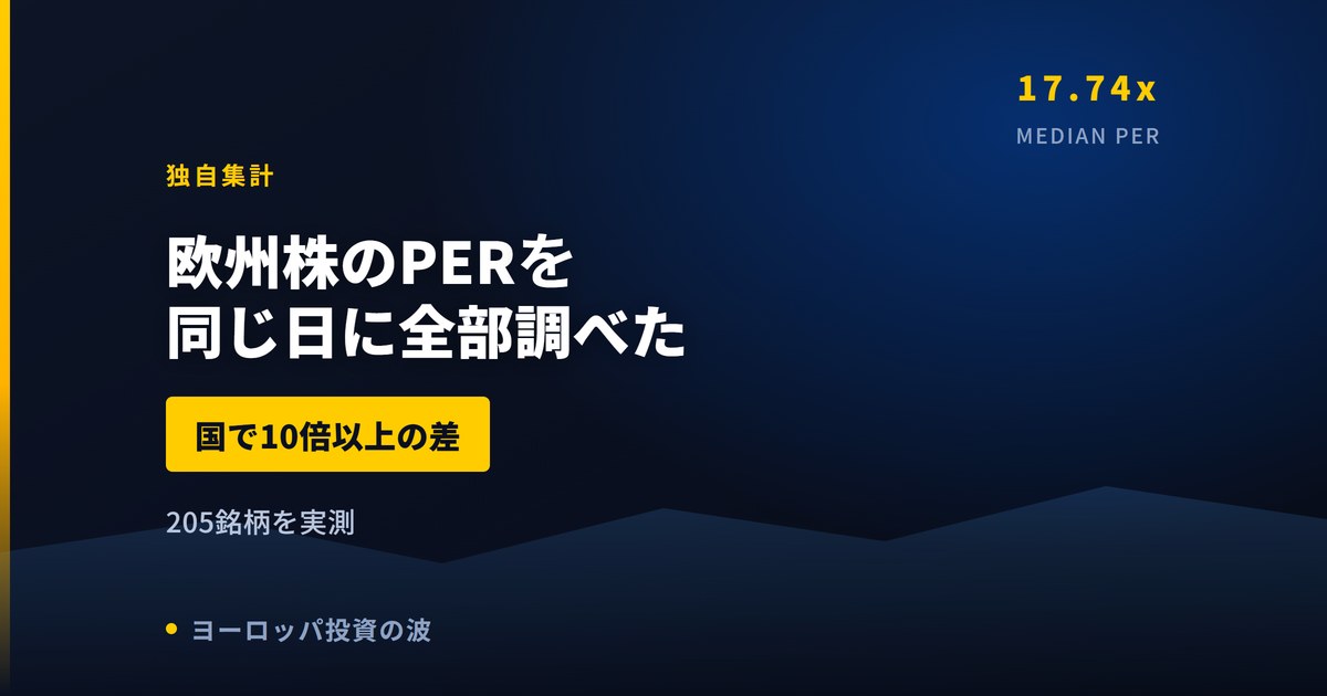 欧州株のPERを同じ日に全部調べた｜中央値17.74倍、国で10倍差【2026年】