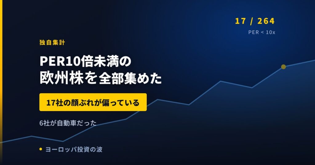 PER10倍未満の欧州株を全部集めた｜17社の顔ぶれが偏っている【2026年】